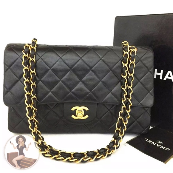 CHANEL Handbags - CHANEL Classic Medium Double Flap Gold Chain Bag